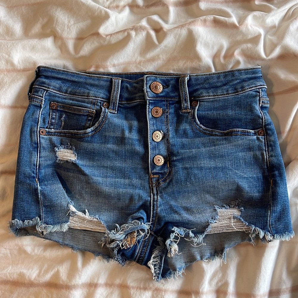 American Eagle Ripped Jean Shorts High Rise Shortie
